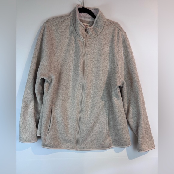 Faded Glory Sherpa Lined Full Zip Jacket Women’s Plus 3X (22W/24W) Oatmeal Beige - Picture 11 of 15